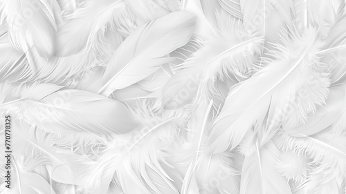 a white feathers background, presenting an abstract pattern texture reminiscent of delicate feathers, ideal for nature-themed concepts and romantic wedding card decorations SEAMLESS PATTERN