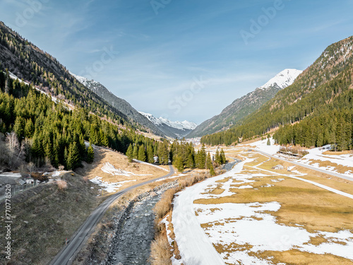 Winter Valley Landscape in Paznauntal, Tirol, Austria photo