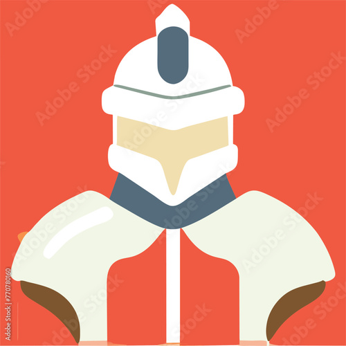 portrait of a stupid medieval knight, icon colored shapes