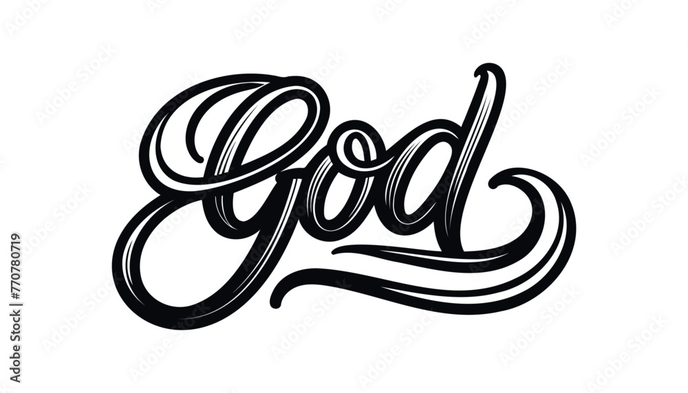 God - calligraphic inscription on a white background. Vector illustration. God - calligraphic inscription on a white background. Vector illustration.