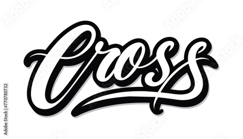 Cross - calligraphic inscription on a white background. Vector illustration.