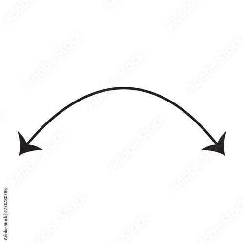 Dual semi circle arrow. Vector illustration. Semicircular curved thin long double ended arrow. Dual sided arrow Vector.