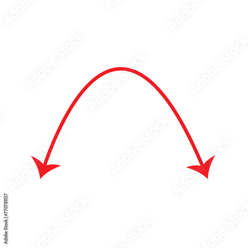 Dual semi circle arrow. Vector illustration. Semicircular curved thin long double ended arrow. Dual sided arrow Vector, eps10