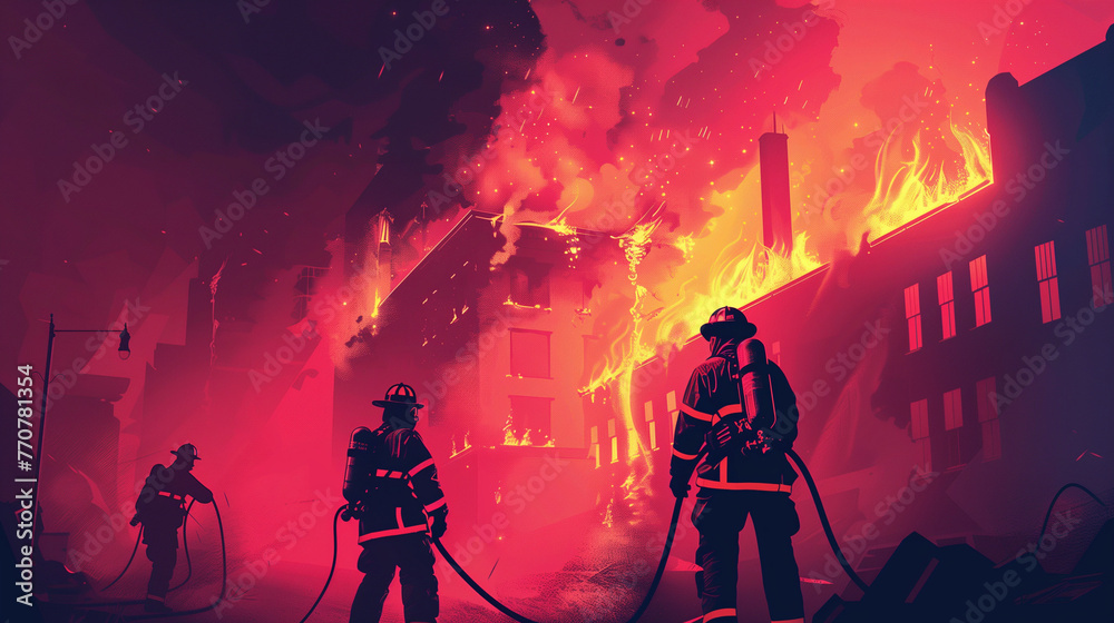 Abstract vector art of a firefighters