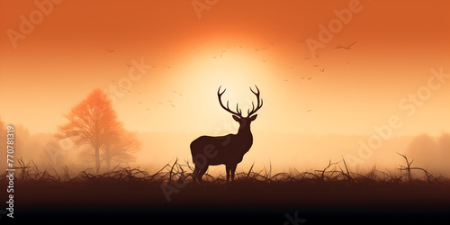 silhouette of deer.HD deer sunlight nature wallpapers
