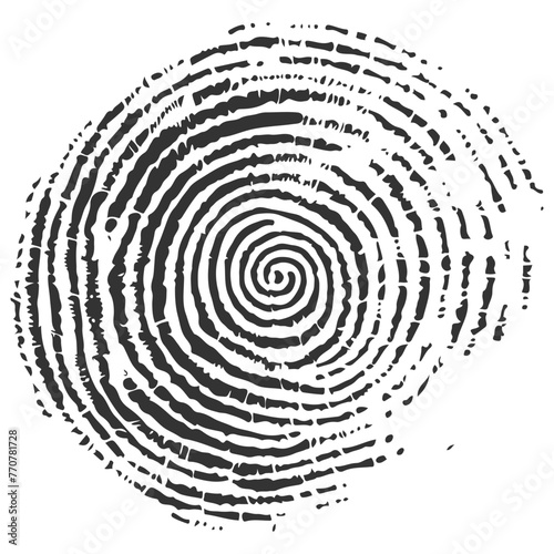 Vector icon or logo depicting a black fingerprint silhouette.