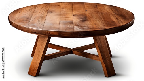 Round wooden table isolated on a transparent background