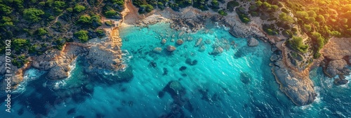 Aerial View Island Formentera Mediterranea, Background HD, Illustrations