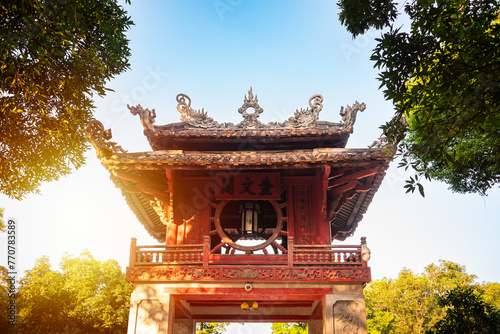 Temple of Literature in Hanoi, Vietnam. Traditional asian building photo