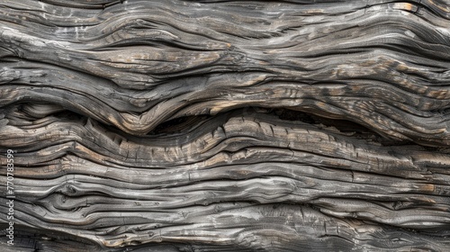 a background crafted from driftwood, showcasing intricate patterns and textures reminiscent of abstract art or wallpaper, with carved wood grain forming unique shapes and lines. SEAMLESS PATTERN © lililia