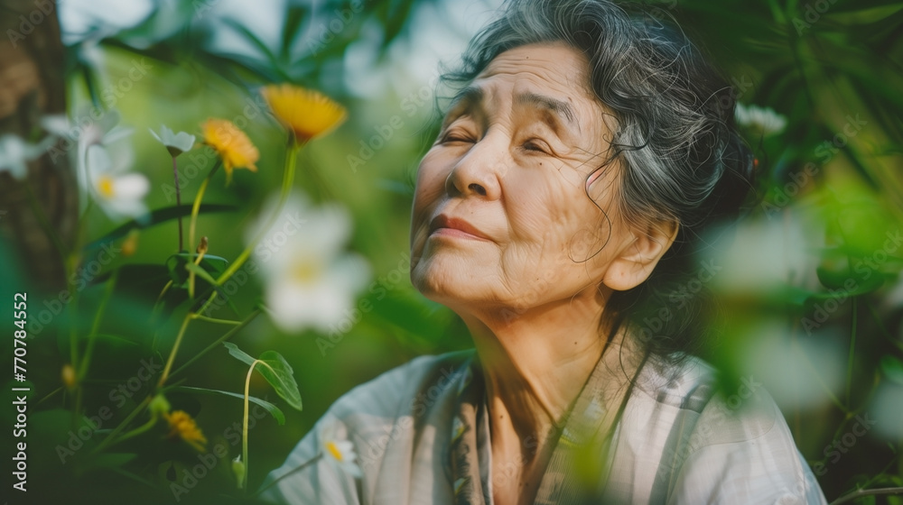 idea of oneself. Picture of a beautiful, happy woman who shuts her eyes in pleasure and embraces herself idea of oneself. Picture of a beautiful, happy woman who shuts her eyes in pleasure and embraces herself