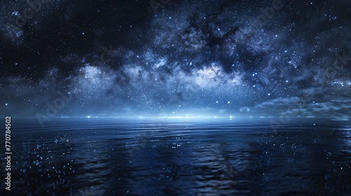 The ocean under the spell of the Milky Way transforms into a vast starry depth echoing the vastness above