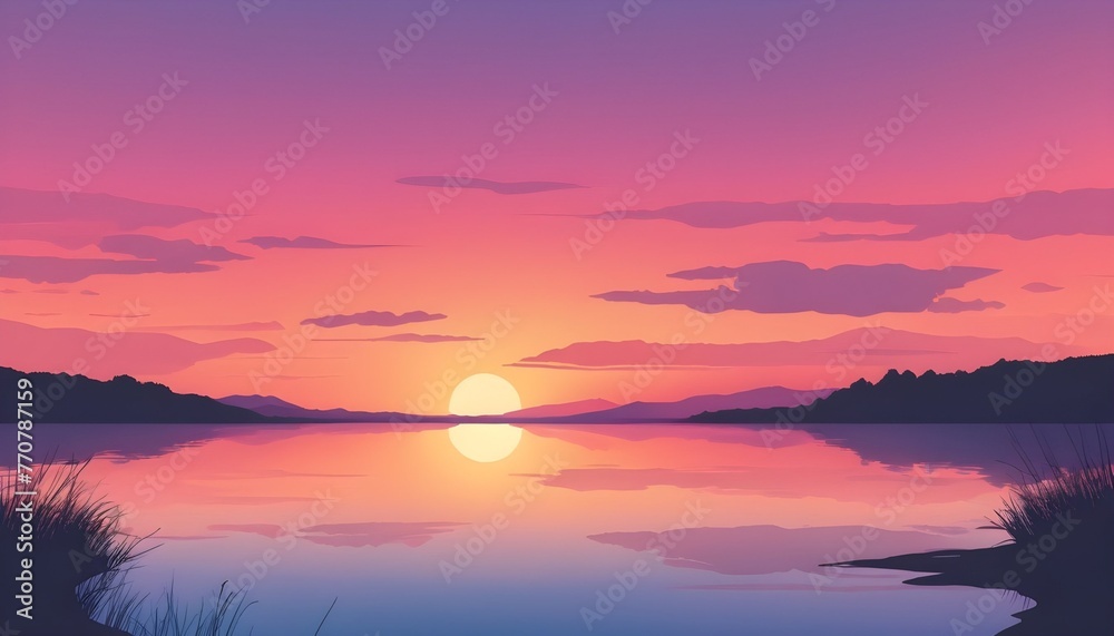 As the sun sets over the horizon, the river becomes a mirror for the celestial display above, capturing the ethereal beauty of the fading light. As the sun sets over the horizon, the river becomes a mirror for the celestial display above, capturing the ethereal beauty of the fading light.