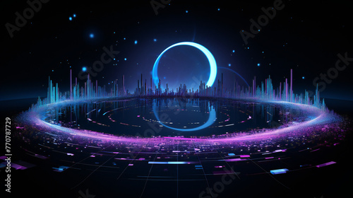 visualization of an infinti loop of sci-fi neon technology background