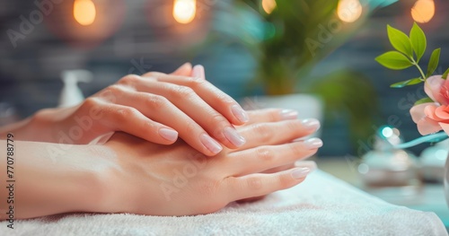 Spa Experience Showcasing Beautifully Manicured Hands photo