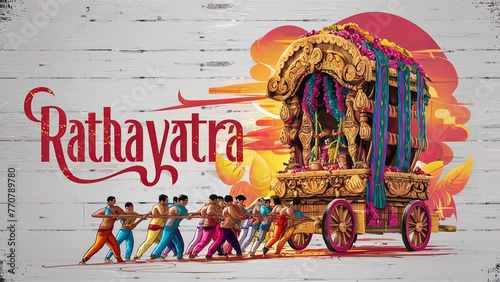 Happy Rathayatra, Rathayatra wishes greeting illustration. photo