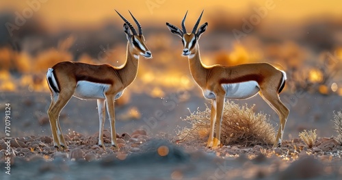Savannah Wanderer. Springbok Antelope in the Arid African Landscape photo