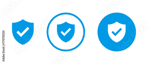 Shield with check mark icon set