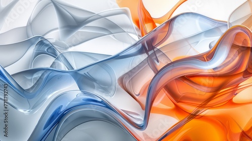 Irregular shapes, glass plates, translucent, colorful, light and beautiful, smooth, orange and blue,  photo