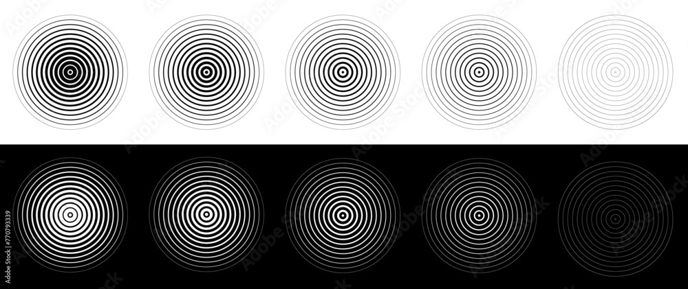 CERCLES CONCENTRIQUES DÉGRADÉS BLANCS ET NOIRS