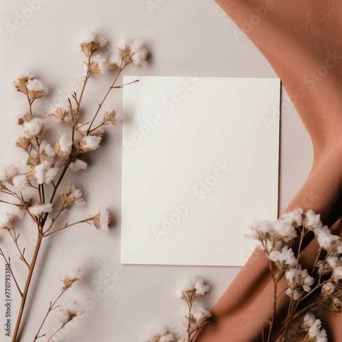 card with paper and flower