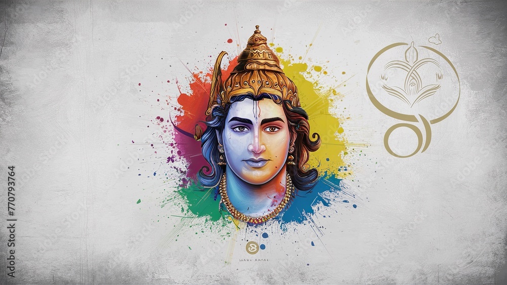 Trendy Ram Navami typography. Lord Rama illustration for Ram Navami festival. - obrazy, fototapety, plakaty 