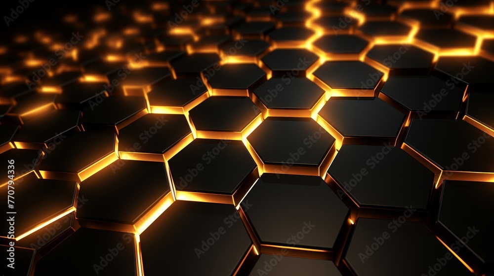 Mesmerizing illuminated hexagon pattern abstract background with depth and dimension Mesmerizing illuminated hexagon pattern abstract background with depth and dimension