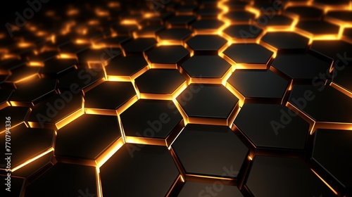 Mesmerizing illuminated hexagon pattern abstract background with depth and dimension