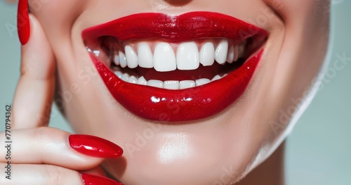 Radiant Smile After Teeth Whitening, Red Lips Accentuate Beauty