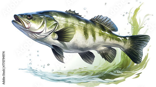 A Bass fish in transparent white background © Wajid