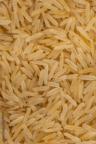 Long grain parboiled basmati rice, macro top view