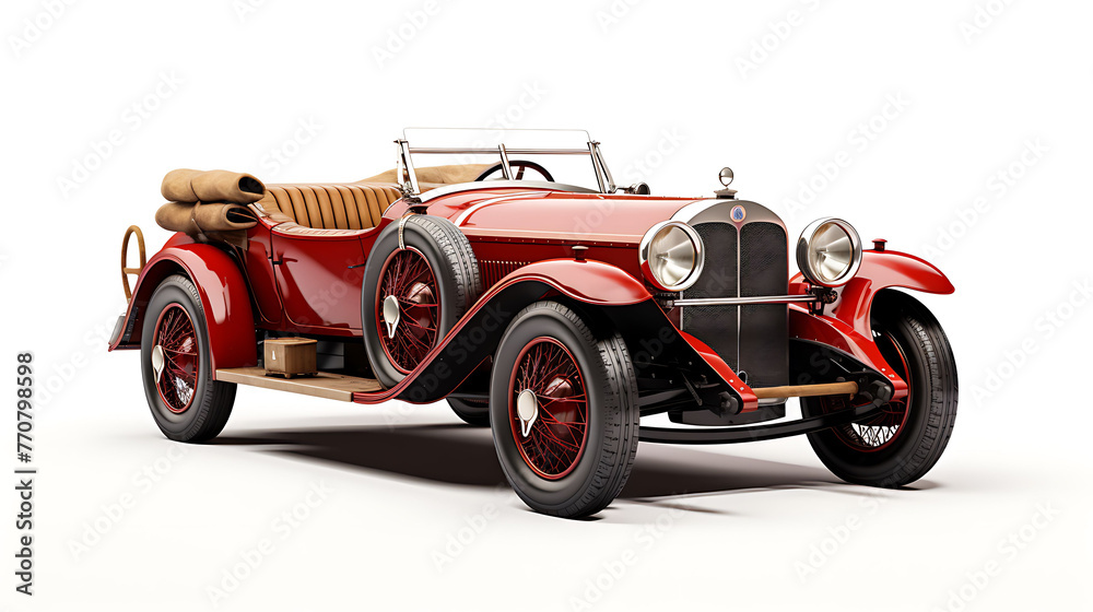 antique old car isolated on white background ,vintage sport car cut out
