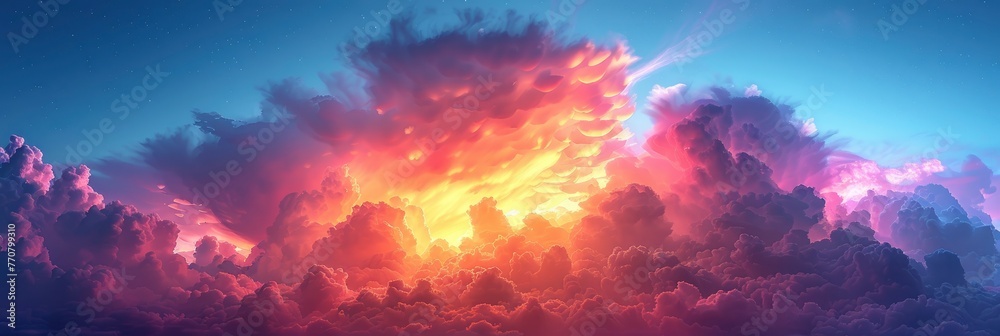 Colorful Cloudy Sky Sunset Gradient Color, Background HD, Illustrations