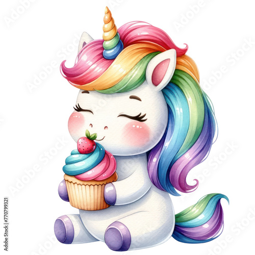 unicorn illustration , Cute colorful magic unicorn with rainbow in watercolor style , Cute Unicorn Watercolor illustration pastel , Unicorn on the rainbow watercolor illustration