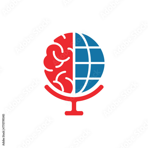 brain and globe simple sleek creative modern logo design
