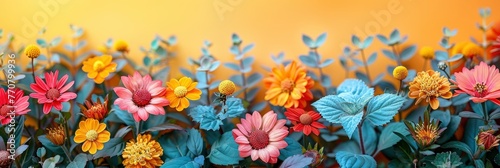 Creative Layout Made Flowers Leaves Flat, Background HD, Illustrations