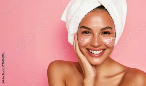 Beautiful smiling woman with white towel