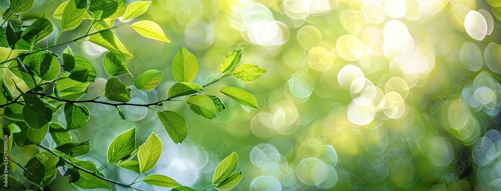 a panoramic banner featuring lush green leaves set against a blurred backdrop, designed with a wide layout and generous space for text, evoking the rejuvenating spirit of nature. a panoramic banner featuring lush green leaves set against a blurred backdrop, designed with a wide layout and generous space for text, evoking the rejuvenating spirit of nature.