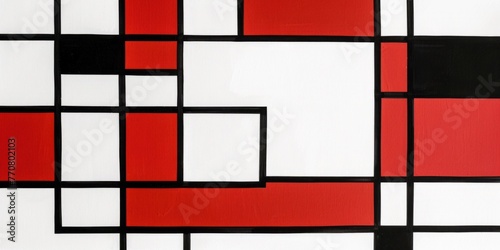Red and black squares on a white background, simple geometric shapes Generative AI
