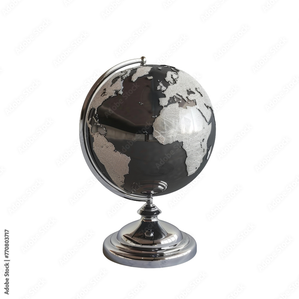 Black and White Globe on Metal Stand Black and White Globe on Metal Stand