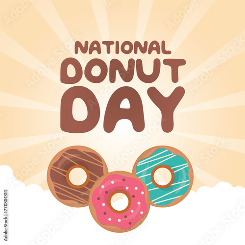 vector graphic of National Donut Day ideal for National Donut Day celebration.