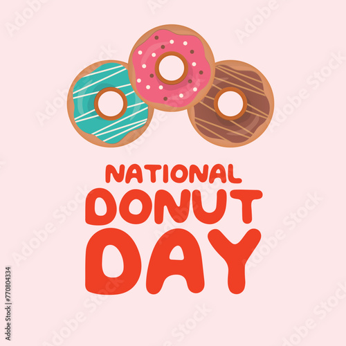 vector graphic of National Donut Day ideal for National Donut Day celebration.