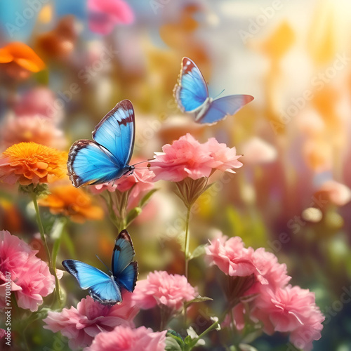 Flower_garden_with_blue_sky_and_warm_sunlight3_butter_1.Generative AI