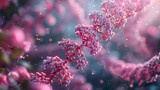 Delicate flowers covered in frost, set against a dreamy, soft-focus backdrop with a magical bokeh effect