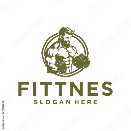 Fitness sport center logo vector illustration photo