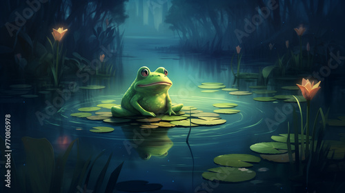 frog in the water © qaiser