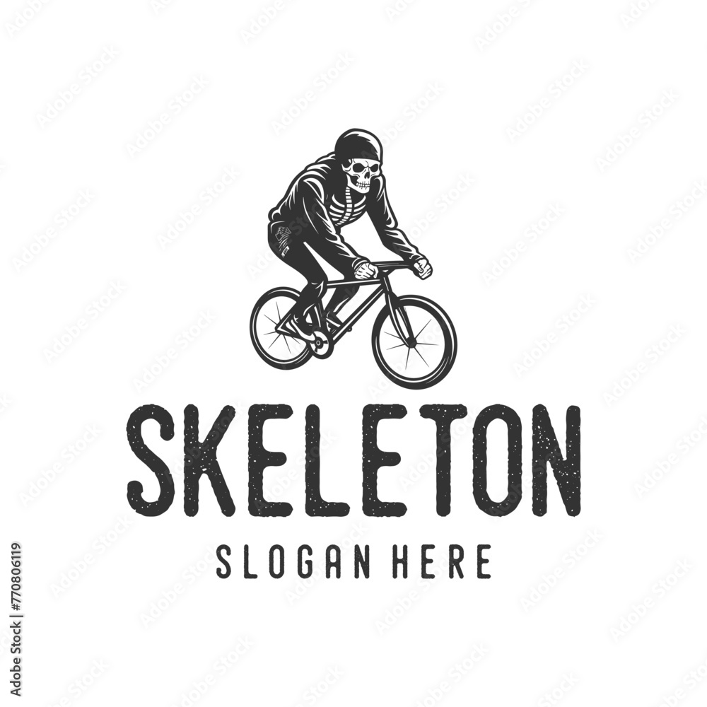 Cyclist skeleton logo vector illustration Cyclist skeleton logo vector illustration