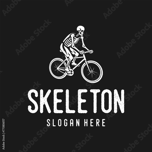 Cyclist skeleton logo vector illustration