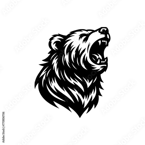 Vector logo of a roaring bear. black and white illustration of a bear  can be used as a tattoo.
