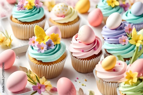 Decorated Cupcakes for Easter celebrations  pastel colors